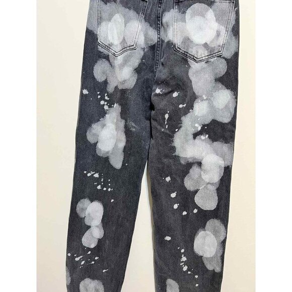 RECLAIM Women's BLEACHED DENIM BOTTOMS Size S Mom Jeans Black And White - Picture 6 of 12